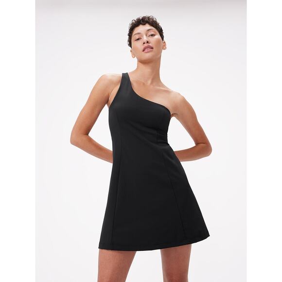 Outdoor Voices Dresses & Skirts - Outdoor Voices One Shoulder Black Fit Flare Workout Dress Medium Athleisure